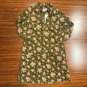 Tuckernuck Hazel Bouquet Corduroy Clifton Mini Dress Brown Floral Stand Collar